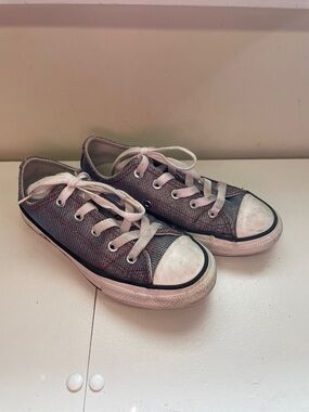 Converse Kids Casual Canvas Lace-Up Sneakers in metallic purple